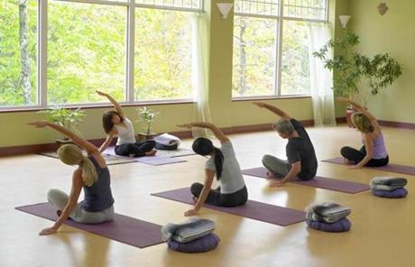 The resort offers modern-day fitness and wellness programs, like yoga.
